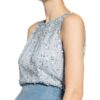 V By Vera Mont Top Mit Paillettenbesatz blau