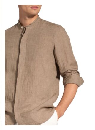 Van Laack Leinenhemd Tailor Fit Mit Stehkragen beige