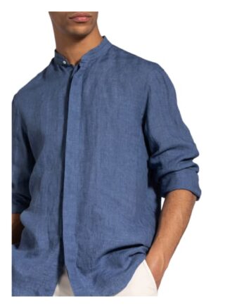 Van Laack Leinenhemd Tailor Fit Mit Stehkragen blau