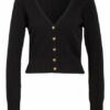 Versace Cropped-Strickjacke Aus Cashmere schwarz