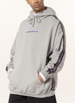 Vetements Oversized-Hoodie Mit Galonstreifen grau