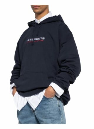 Vetements Oversized-Hoodie Mit Stickereien blau