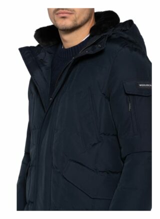 Woolrich Daunenjacke Blizzard Mit Lammfellbesatz blau