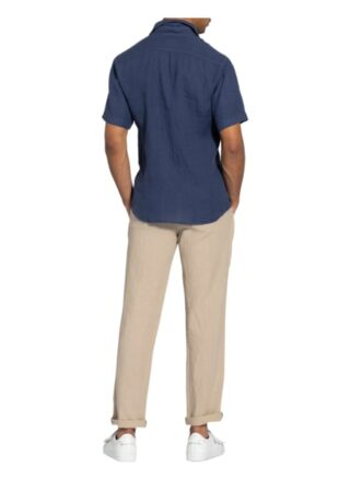 Zzegna Kurzarm-Hemd Extra Slim Fit Aus Leinen blau