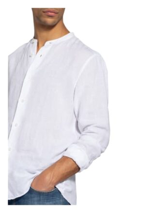 Zzegna Leinenhemd Slim Fit Mit Stehkragen weiss