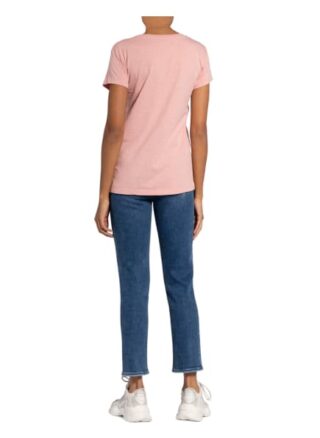 blaueer T-Shirt Mit Schmucksteinbesatz rosa