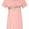 blaueer T-Shirt Mit Schmucksteinbesatz rosa