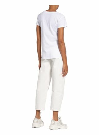 blaueer T-Shirt Mit Schmucksteinbesatz weiss