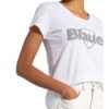 blaueer T-Shirt Mit Schmucksteinbesatz weiss