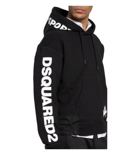 dsquared2 Hoodie Im Materialmix schwarz dsquared2 Hoodie Im Materialmix schwarz