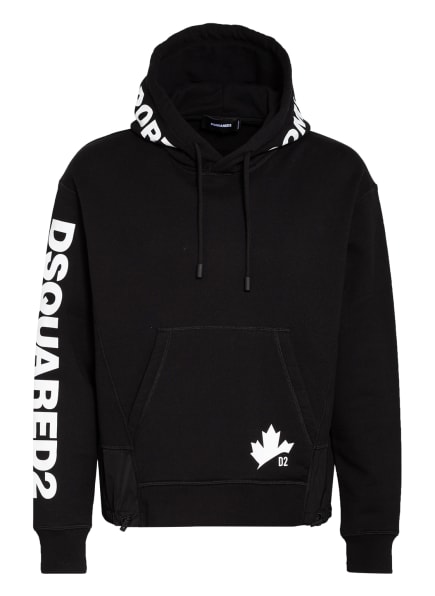 dsquared2 Hoodie Im Materialmix schwarz dsquared2 Hoodie Im Materialmix schwarz