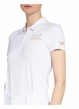 ea7 Emporio Armani Jersey-Poloshirt Mit Schmucksteinbesatz weiss