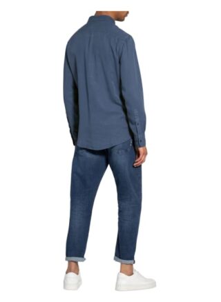nn07 Hemd Manza Slim Fit Mit Leinen blau
