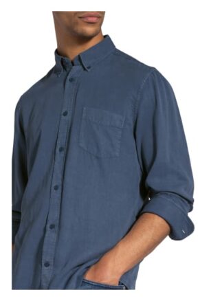 nn07 Hemd Manza Slim Fit Mit Leinen blau