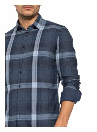 q1 Manufaktur Flanellhemd Slim Fit blau