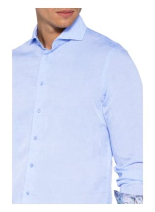 q1 Manufaktur Hemd Extra Slim Fit Mit Leinen blau