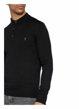 ALL SAINTS Merino Poloshirt Herren, Schwarz