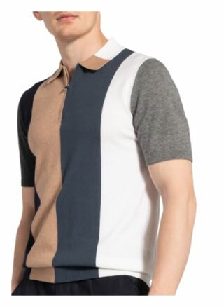 REISS Strokes Strick-Poloshirt Herren, Blau