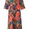 ANNA AURA A-Linien Kleid aus Leinen mit Allover-Muster, Bunt
