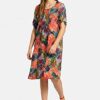 ANNA AURA A-Linien Kleid aus Leinen mit Allover-Muster, Bunt