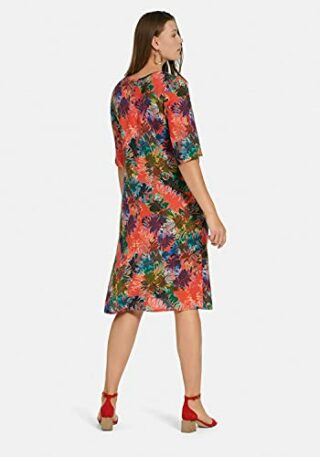 ANNA AURA A-Linien Kleid aus Leinen mit Allover-Muster, Bunt