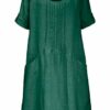 ANNA AURA Ausgestelltes Kleid in A-Linie aus Leinen, Grün