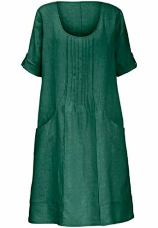 ANNA AURA Ausgestelltes Kleid in A-Linie aus Leinen, Grün
