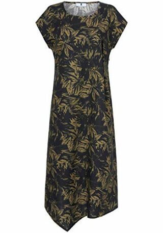 ANNA AURA Leinenkleid Sommerkleid mit Blumenmuster, Schwarz