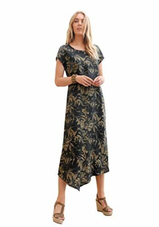 ANNA AURA Leinenkleid Sommerkleid mit Blumenmuster, Schwarz