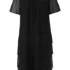 ANNA AURA Stufen-Kleid aus Chiffon, Schwarz