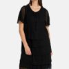 ANNA AURA Stufen-Kleid aus Chiffon, Schwarz