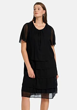 ANNA AURA Stufen-Kleid aus Chiffon, Schwarz
