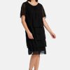 ANNA AURA Stufen-Kleid aus Chiffon, Schwarz