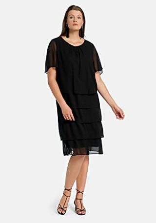 ANNA AURA Stufen-Kleid aus Chiffon, Schwarz