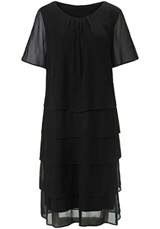 ANNA AURA Stufen-Kleid aus Chiffon, Schwarz