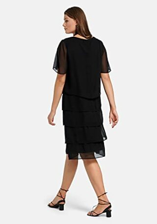 ANNA AURA Stufen-Kleid aus Chiffon, Schwarz