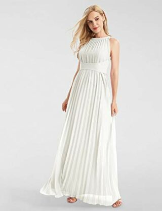 APART Abendkleid aus plissiertem Chiffon, Taillenband, Beige