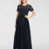 APART Abendkleid mit Spitzenoberteil, Blau