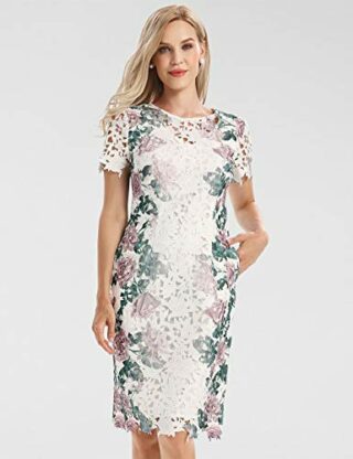 APART Elegantes Etuikleid mit Blütenspitze, Beige