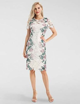 APART Elegantes Etuikleid mit Blütenspitze, Beige