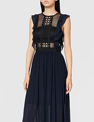 APART Elegantes Maxikleid mit Netz-Oberteil, Blau