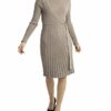 APART Elegantes Strick-Kleid in Wickel-Optik mit Rollkragen, Beige