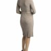 APART Elegantes Strick-Kleid in Wickel-Optik mit Rollkragen, Beige