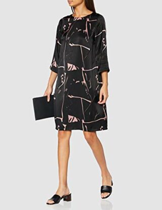 APART Fashion Bedrucktes Chiffonkleid, Cocktailkleid, Schwarz