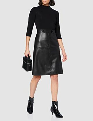 APART Fashion Kunstleder Cocktailkleid, Schwarz