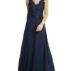 APART Langes Abendkleid mit Spitze, Blau