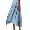 APART Leinenkleid mit langen Trägern, Blau