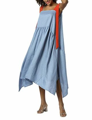 APART Leinenkleid mit langen Trägern, Blau