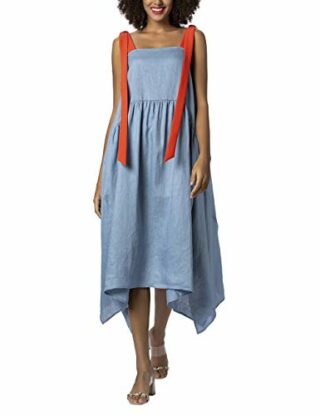APART Leinenkleid mit langen Trägern, Blau