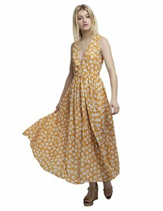 APART Maxi Kleid, Sommerkleid, Gürtel, Blüten-Print, Gelb